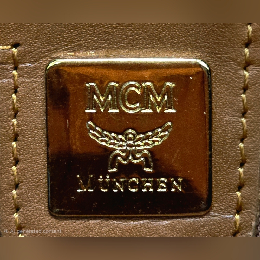 MCM Visetos Monogram Leather Barrel Shoulder Bag in Cognac Brown - Picture 14 of 14